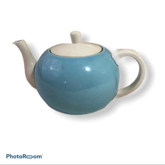 Tiffany Blue Ceramic Teapot Vintage - Picture 1 of 5